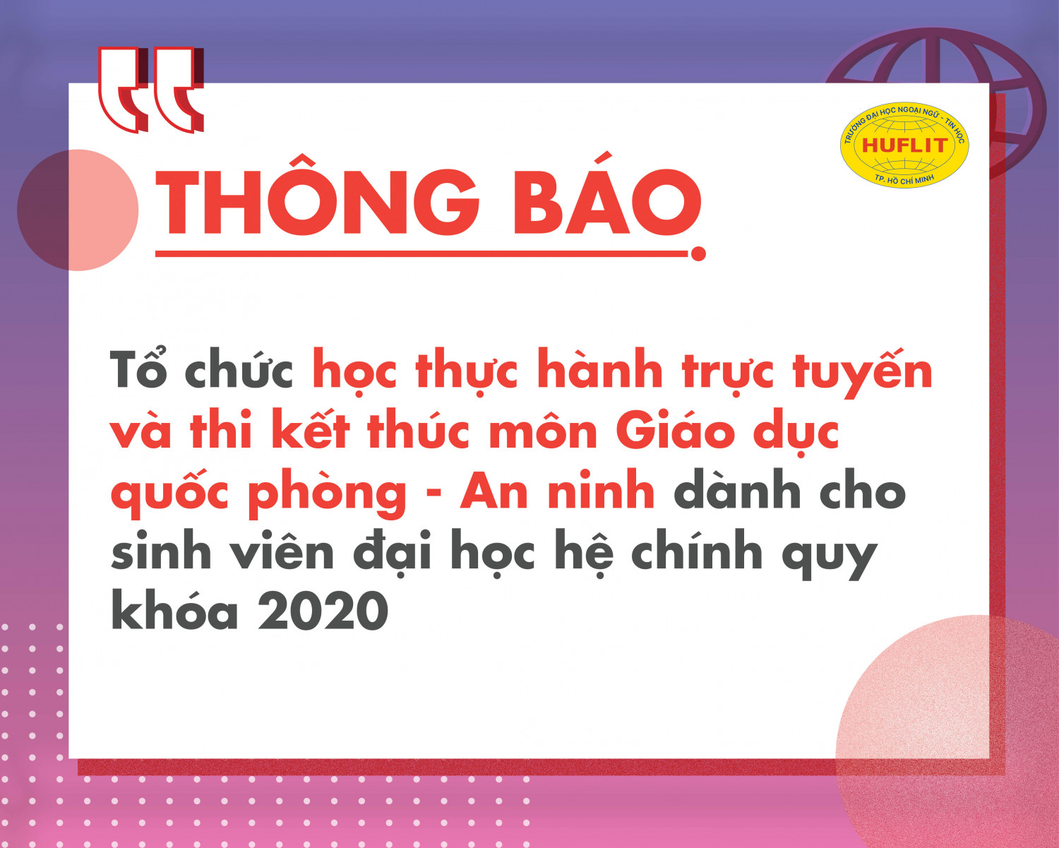 24.3.2022 to chuc hoc thuc hanh truc tuyen va thi ket thuc mon GDQP