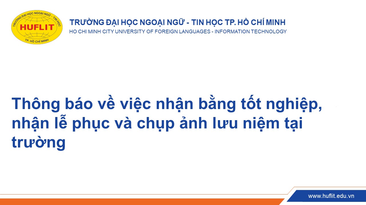Thông báo về việc nhận bằng tốt nghiệp, nhận lễ phục và chụp ảnh lưu niệm tại trường