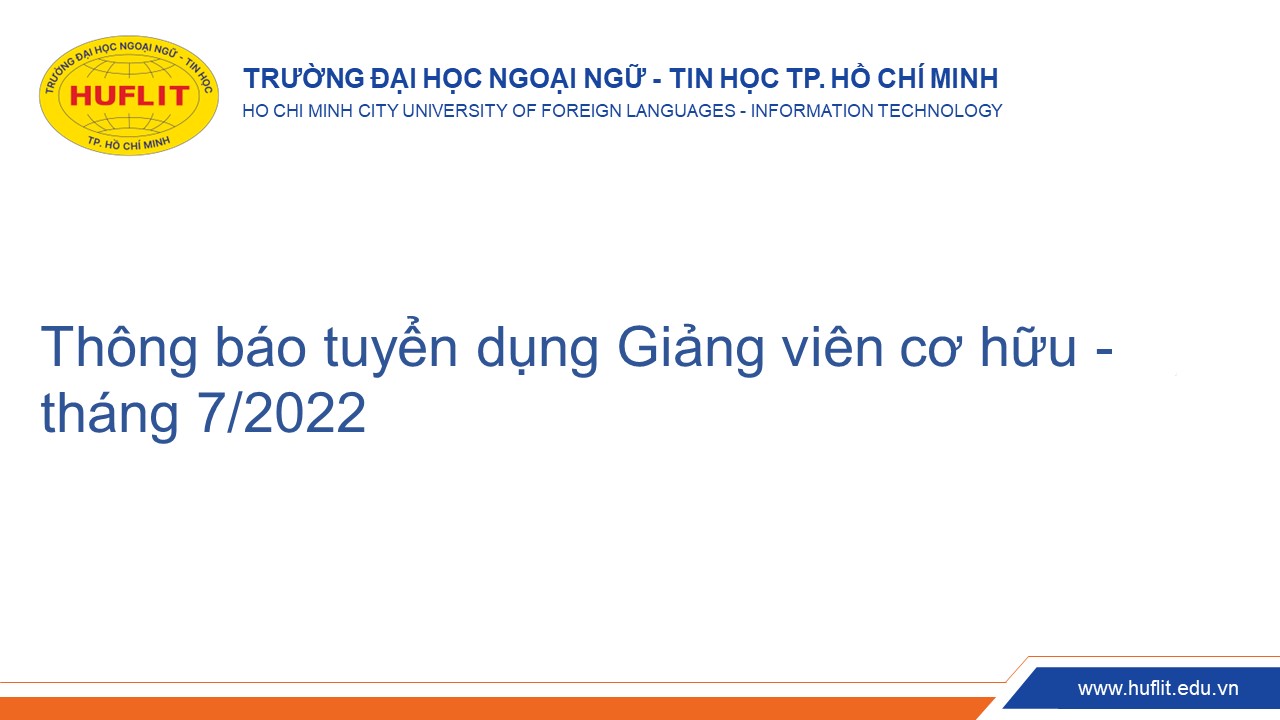 Thông báo tuyển dụng Giảng viên cơ hữu - tháng 7.2022